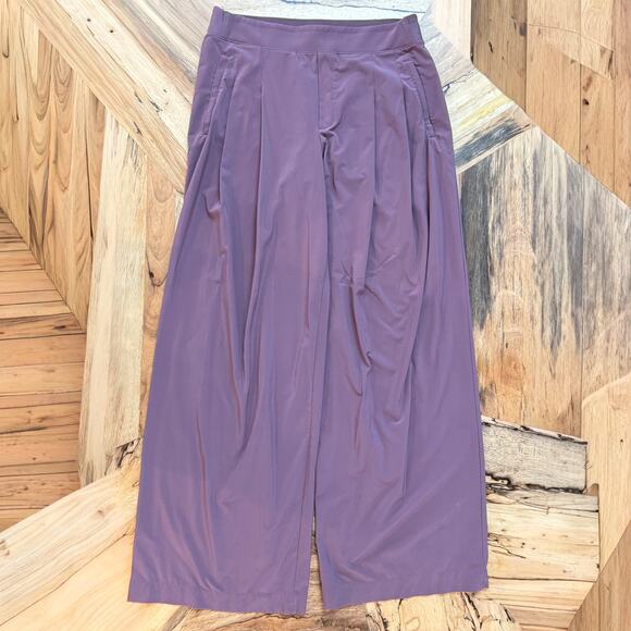 Athleta Brooklyn Heights High Rise Pleated Wide Leg Pant Purple Mauve -Size 12 - Picture 3 of 12
